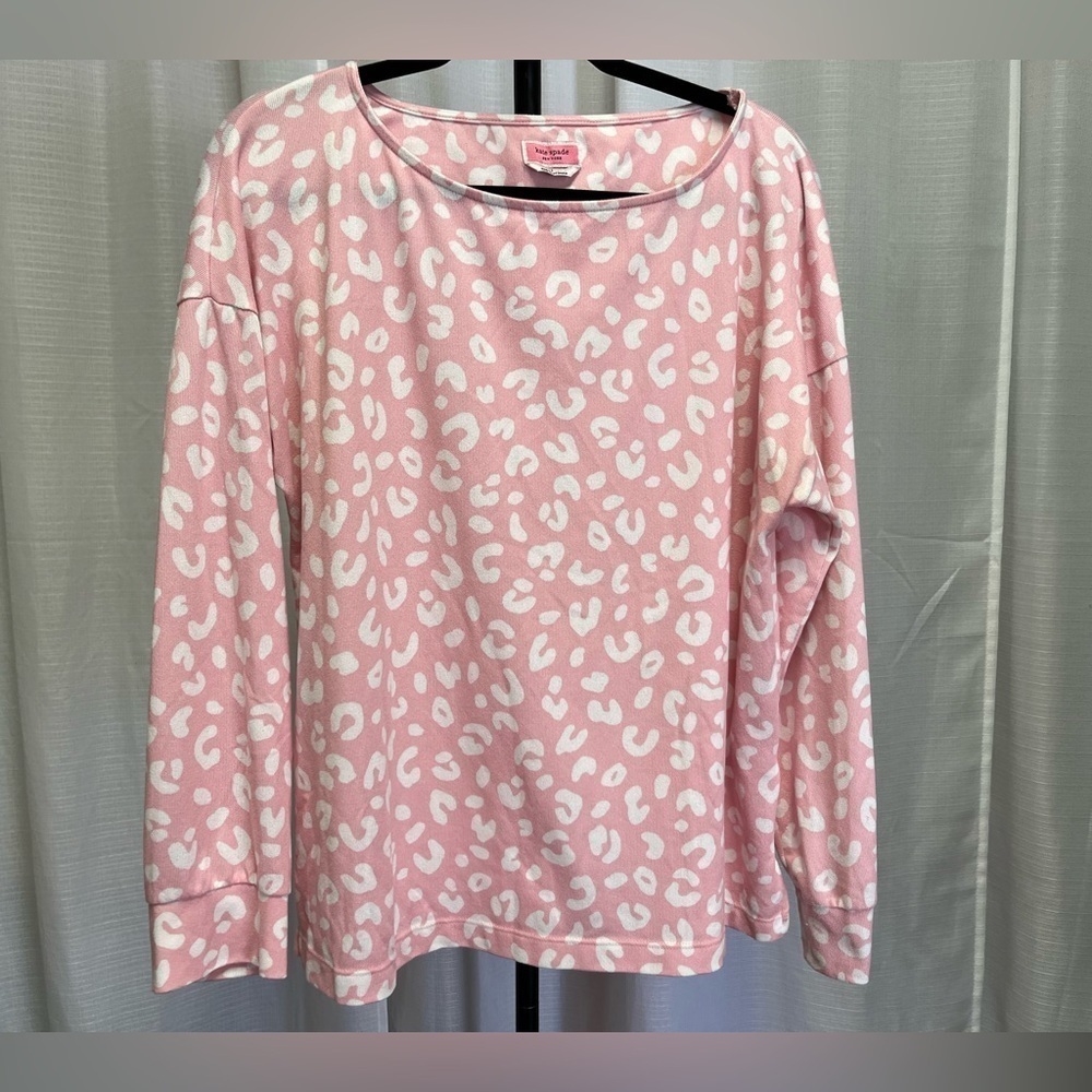 Kate Spade Bold Leopard PJ top in pink | size Large